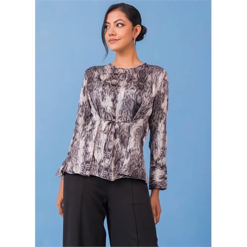 Printed Blouse With Front Tie