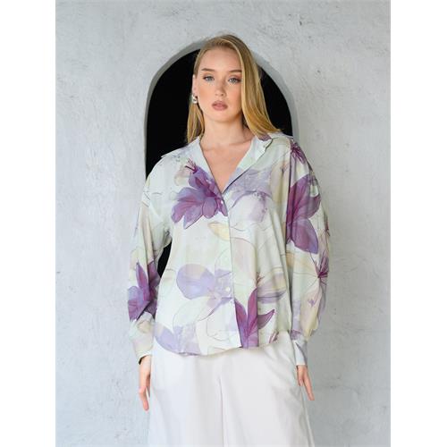 Printed drop shoulder blouse