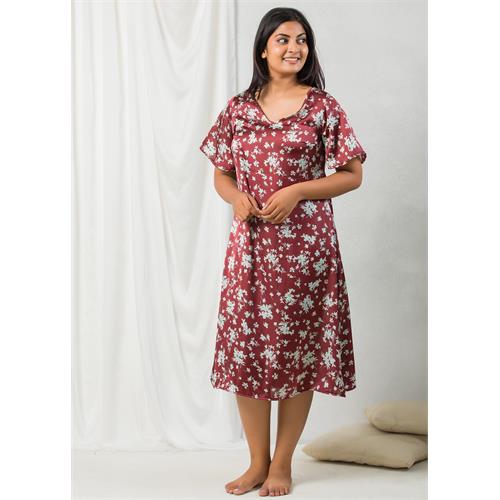 Printed satin nightgown