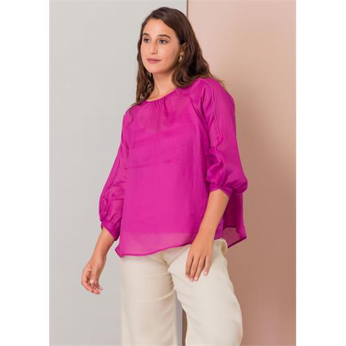 Ragalan sleeve blouse with piping detail