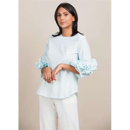 Round neck blouse with frill detail