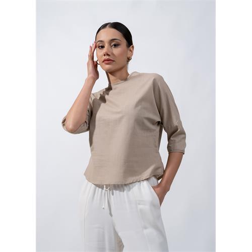 Round Neck Drop Shoulder Blouse