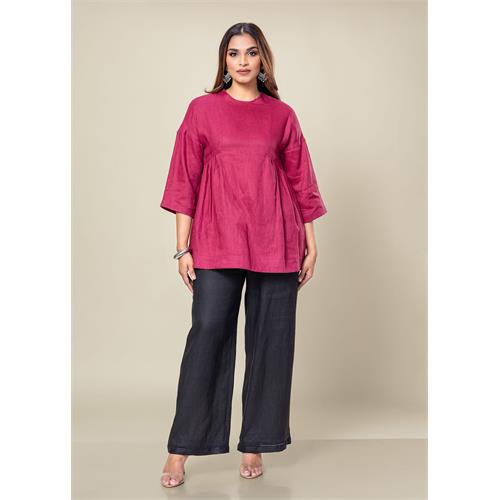 Round Neck Linen Blouse