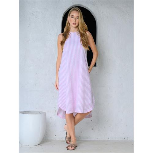 Round neck sleeveless dress with curve hem
