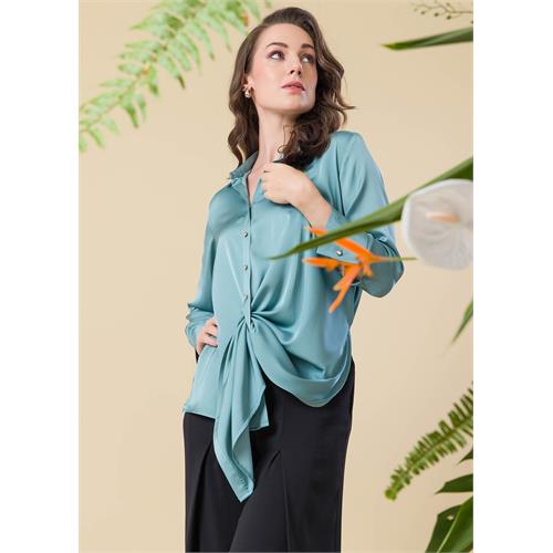 Satin Shirt With Draping Detail