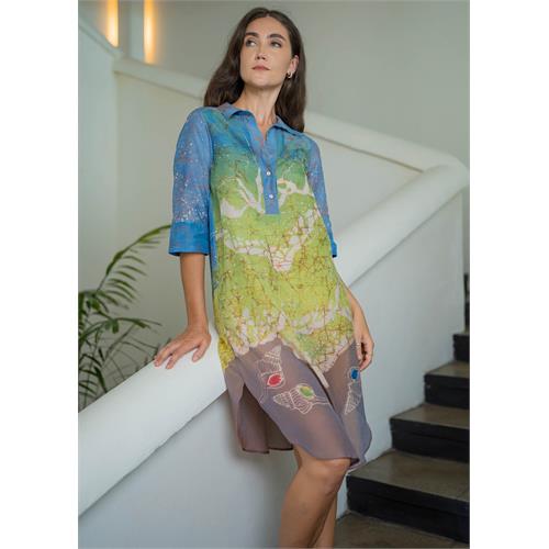 Seashell Hand Batik Printed Shirt Dress