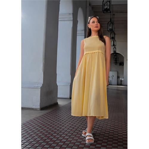Sleeveless Midi Length Dress With Button Down Back