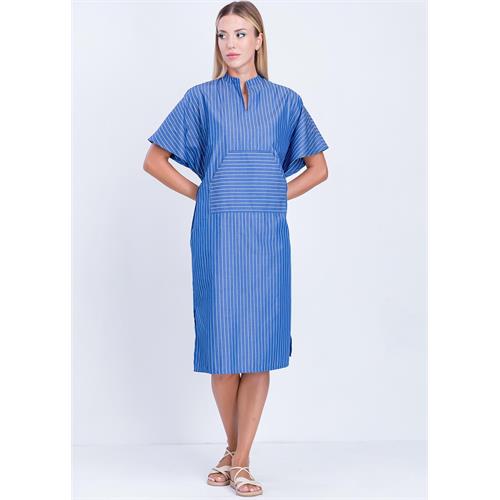 Stripe Dress With Kangaroo Pocket