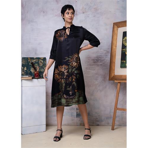 Van Gogh Sunflower Abstract Batik Hand Printed Dress