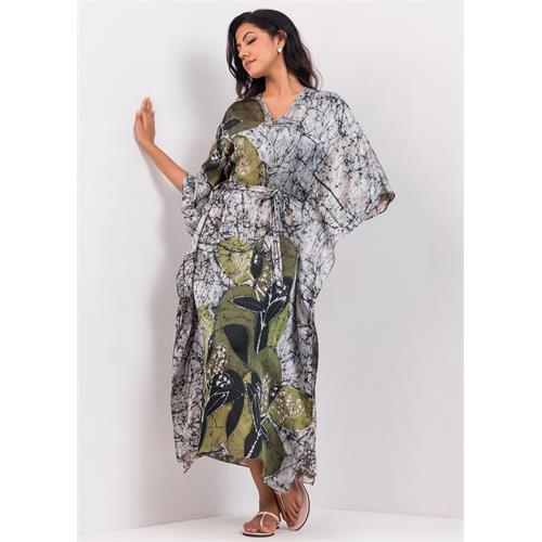 V-Neck Batik Kaftan Dress