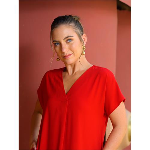 V neck dress with front pleat