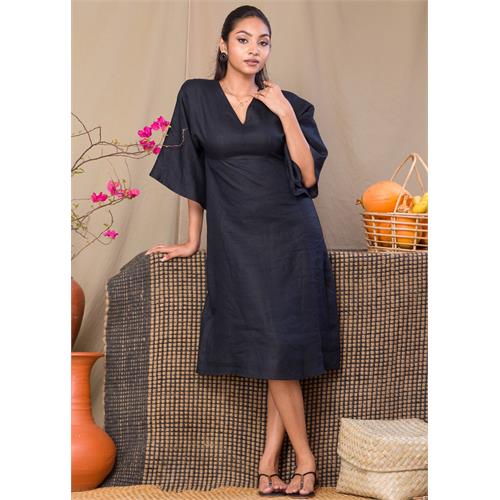 V Neck Linen Dress