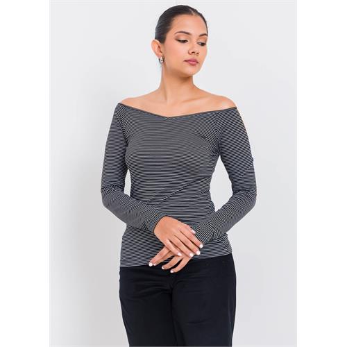 Wide Neck Long Sleeve T Shirt