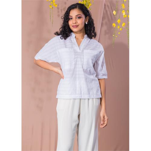 Basic Blouse With Large Front Pockets