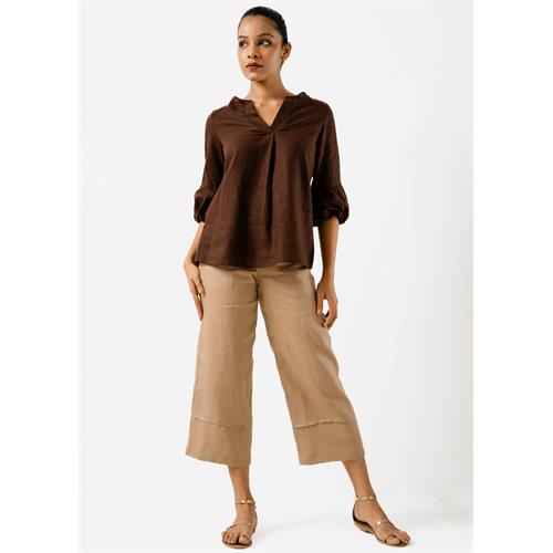 Front Pleat Blouse With Sleeve Detail