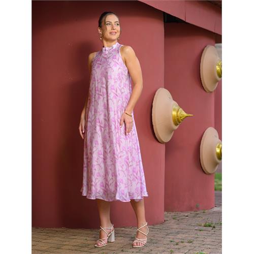 Halter neck rinted midi dress