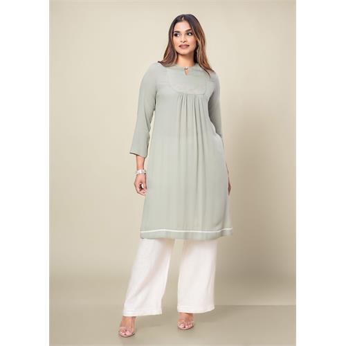 Hand Embroidered Kurtha Top With Bottom Lace
