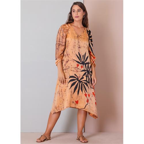 Tropical leaf batik printed dress