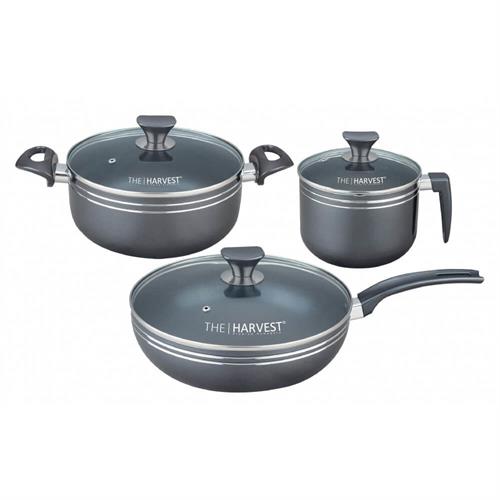 Harvest 6 Pcs Cookware Set With Glass Lid 7798 [Supports Induction Cooktops]
