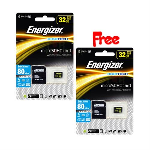 Energizer HIGHTECH MicroSDHC Card 32GB Get 1 FREE