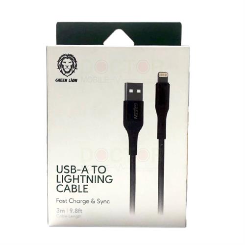 Green USB-A to Lightning 3 Meter Fast Charging Cable