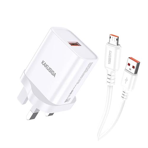 Kakusiga KSC-1218 Xionglu Series Single Port Smart Charger Set British Standard (USB to Micro)