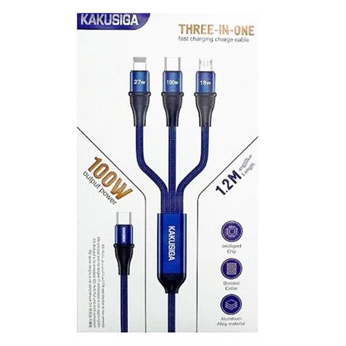 KAKUSIGA KSC-976 ZHONGHE series 3-in-1 fast charging data cable