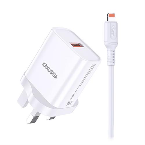 KSC-1218 XIONGLU Series Single Port QC3.0 Charger Set British Standard (Lightning)