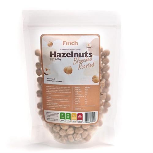 Finch Hazelnuts Whole, Blanched & Roasted 400g