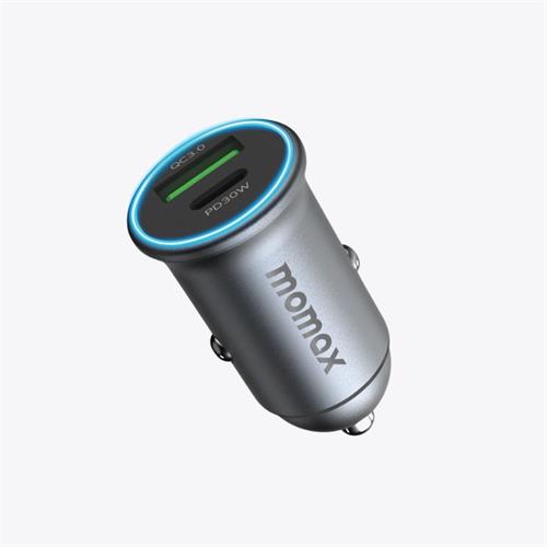 Momax MoVe 30W Dual-Port QC3.0 PD Car Charger Grey