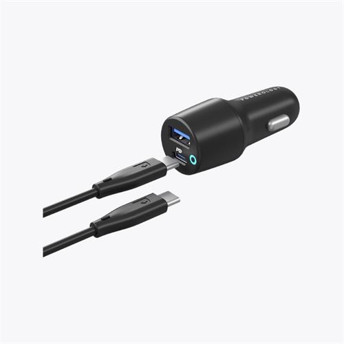 Powerology Dual Port LED Car Charger PD 20W+QC 18W