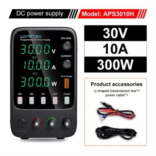 Wanptek APS3010H DC Power Supply 30V 10A Adjustable Digit Display Lab Programmable Memory Function Bench Power Supply