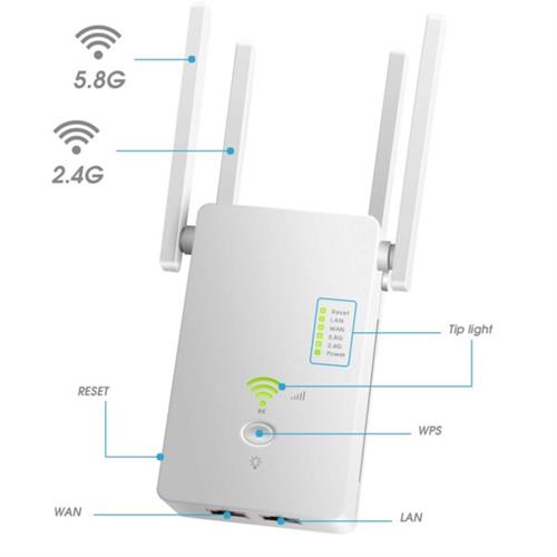 AC1200 WiFi Range Extender  Repeater  2.4+5Ghz Dual Band Wi-Fi Amplifier Repeater