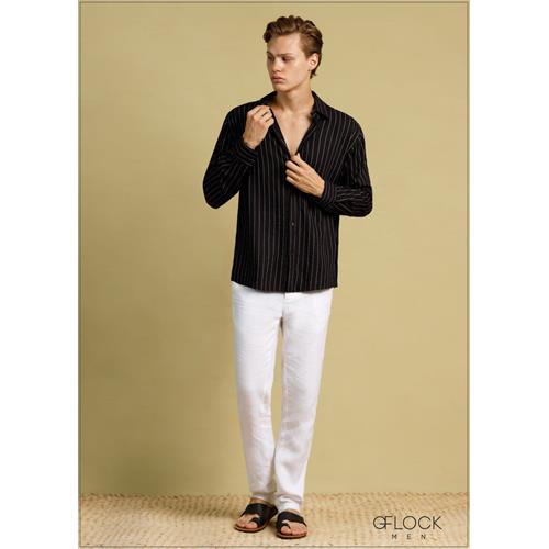 Relax Fit Stripe Linen Shirt - 030724 - 01