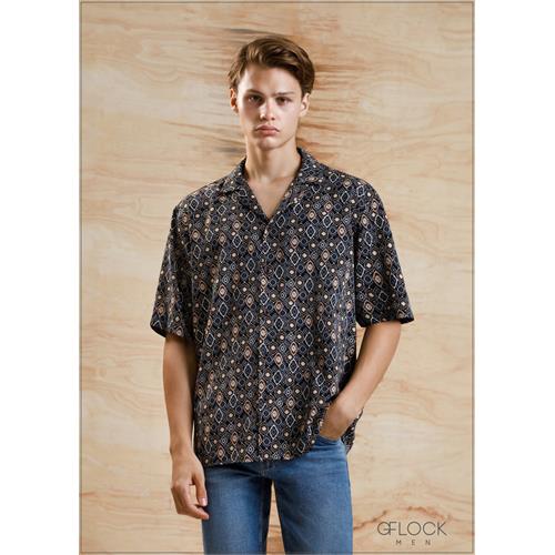 Revere Collar Short Sleeve Shirt - 100424 - 01