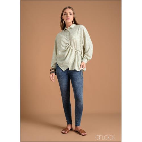 RUCHED SLEEVE SHIRT - 220324