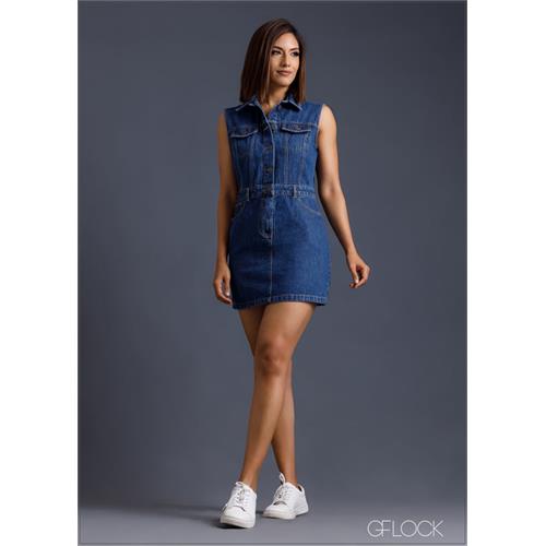 Mid Blue Pinafore - 270124