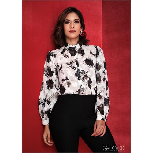 Balloon Sleeved Printed Top - 090224