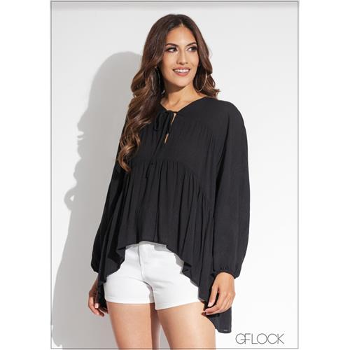 Balloon Sleeve Tiered Top - 070823