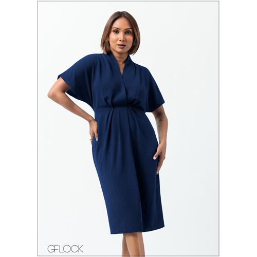 Batwing Sleeve Pleated Dress - 160625