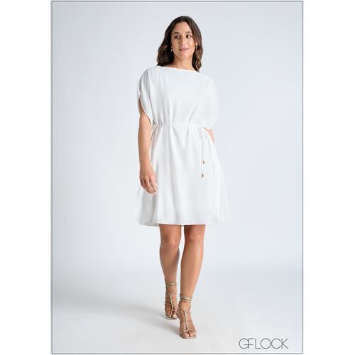 Boat Neckline Tie-Up Dress - 080724