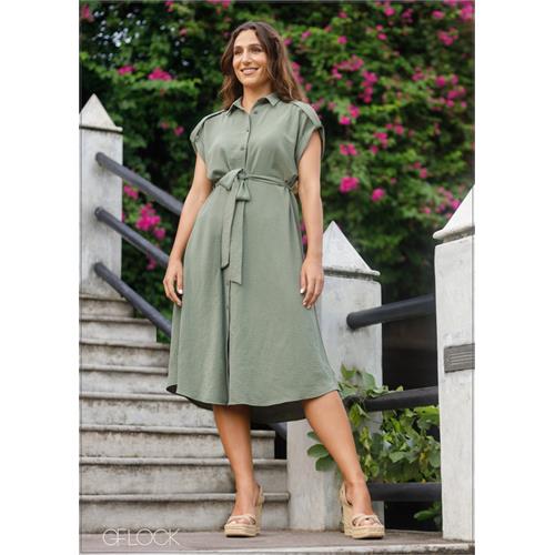 Button Down Midi Dress - 020824