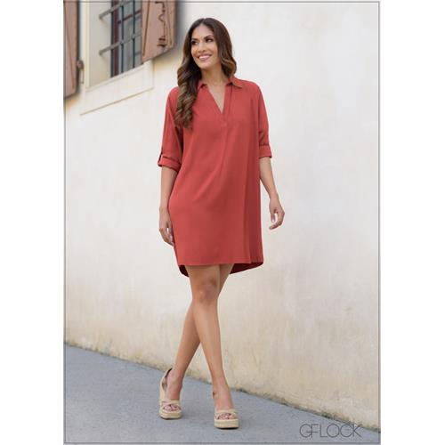 Collared Shift Dress - 210823