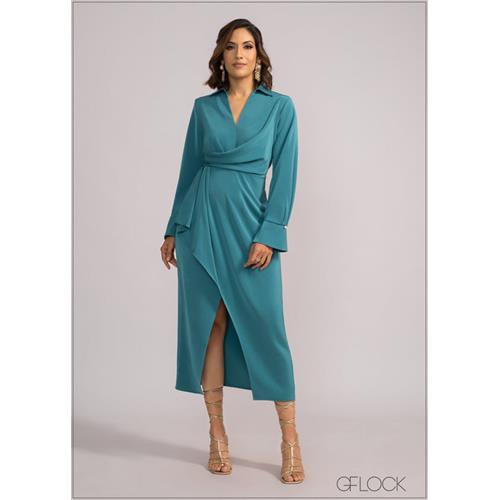 Collared Wrap Detail Maxi Dress - 200424