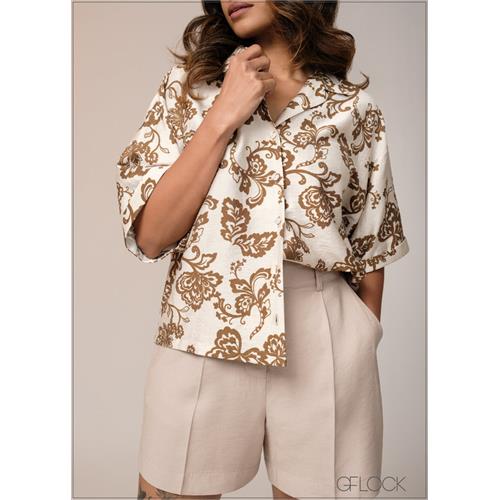 Cuban Collar Printed Shirt - 031125