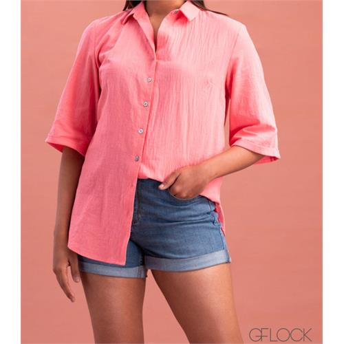 Curved Hem Oversize Shirt - 0702