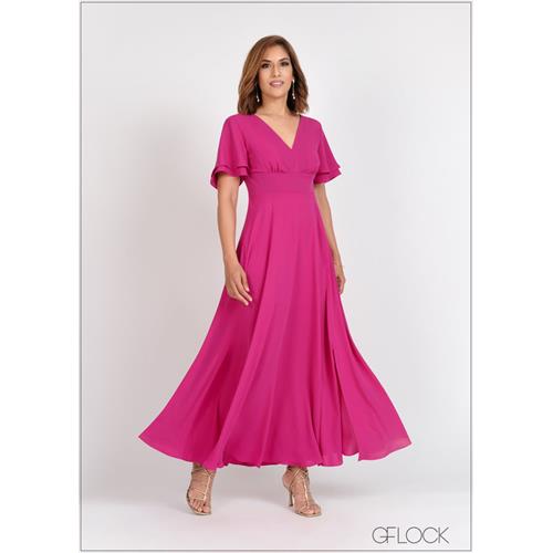 Flutter Sleeve Slit Detail Maxi Dress - 310524