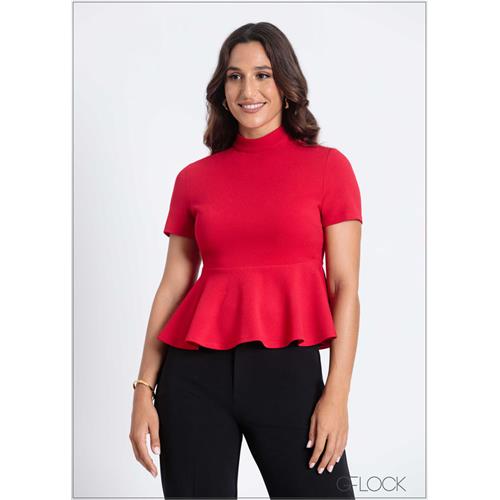 High Neck Peplum Top - 050824