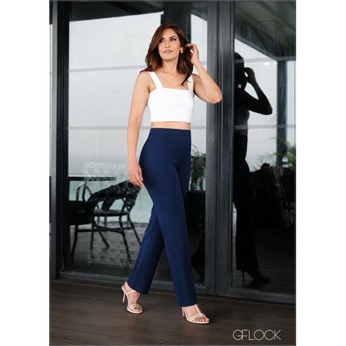 High Waisted Crease Line Detailed Pant - Long Length - 210624