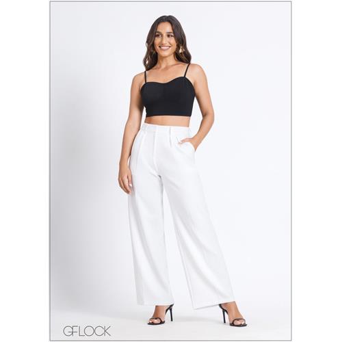 High Waisted Pleated Detail Flared Pant - 290724